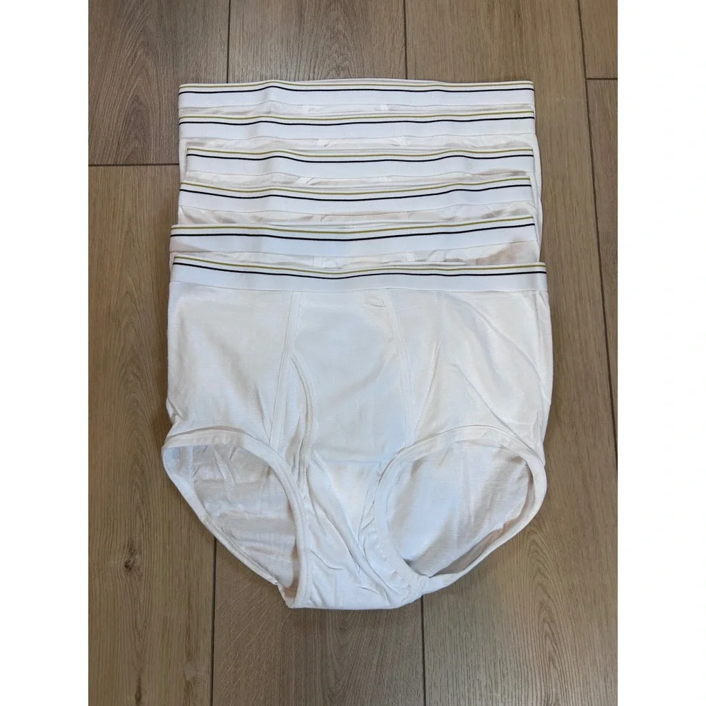 Stafford Tailored Culture Mens White 100% Cotton Briefs 6 Pack Size 42 Striped